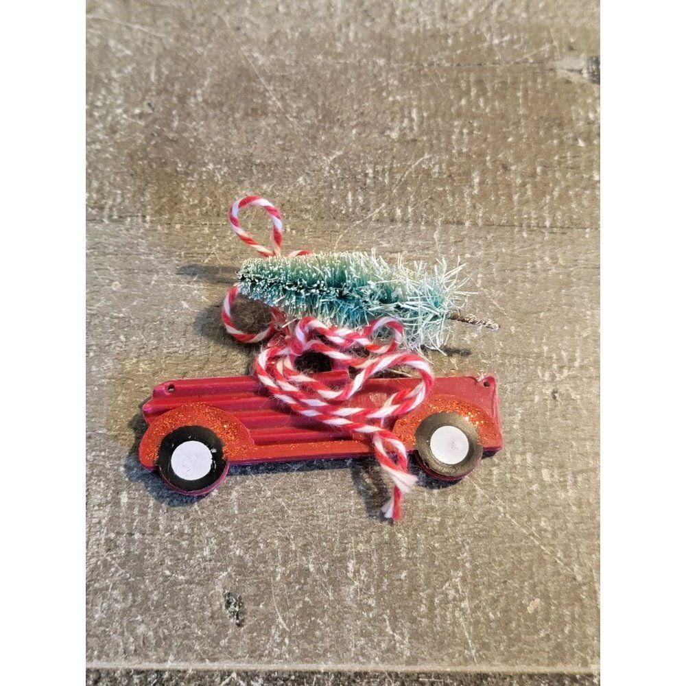 Red truck‎ pine tree ornament Xmas decor